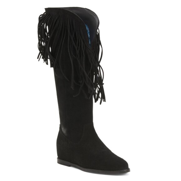 DINGO Black Made In Mexico Suede Fringe Hassie Boots - Picture 1 of 2